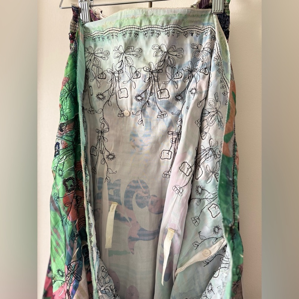 Vintage Y2K Lapis Strapless Floral Coverup Dress with Embellishments & Bustle - Picture 6 of 7